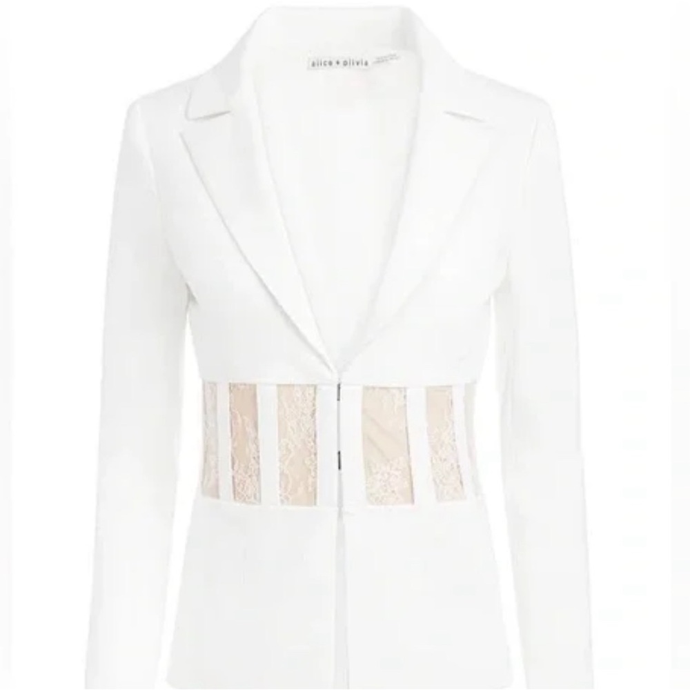 Alice + Olivia ALEXIA FITTED SHEER CORSET BLAZER